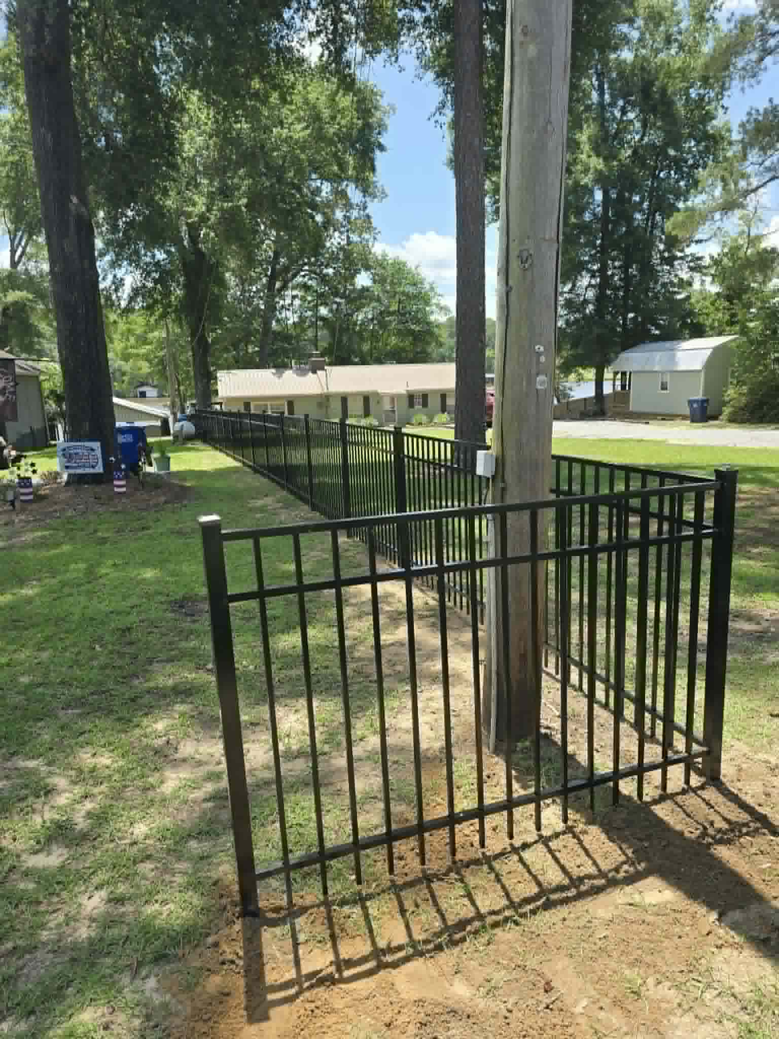 4-Foot 3-Rail Black Aluminum Fence Installation on Lake Gantt