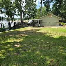 4-Foot-3-Rail-Black-Aluminum-Fence-Installation-on-Lake-Gantt 7