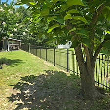 4-Foot-3-Rail-Black-Aluminum-Fence-Installation-on-Lake-Gantt 4